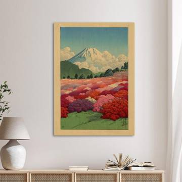 Canvas print View of Mt. Fuji from an azalea garden, Kawase Hasui