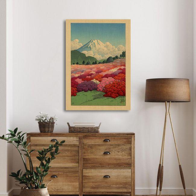 Canvas print View of Mt. Fuji from an azalea garden, Kawase Hasui