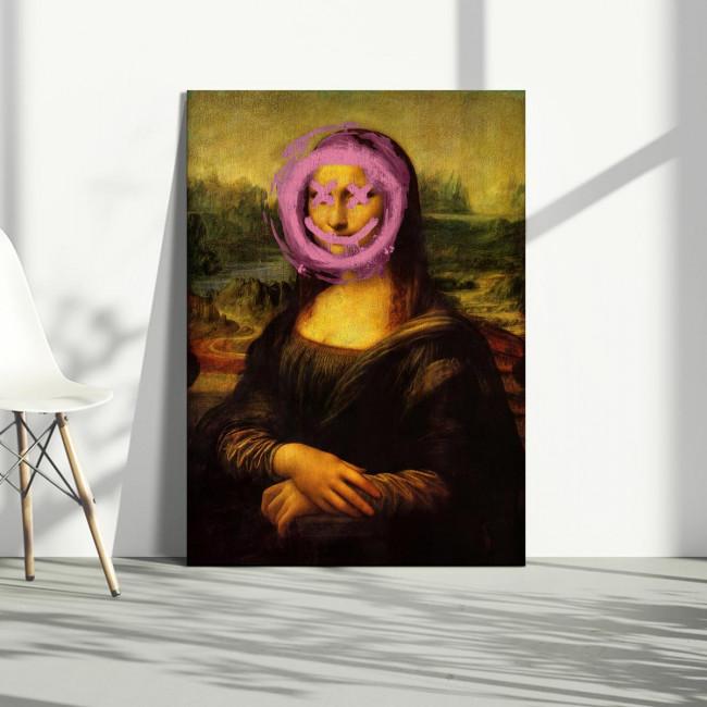 Canvas print Mona Lisa, graffity smile (original Leonardo da Vinci)