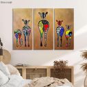 Canvas print Pop art zebras, 3 panels