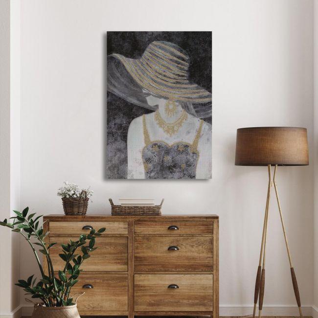 Πίνακας σε καμβά, Portrait with gold texture details