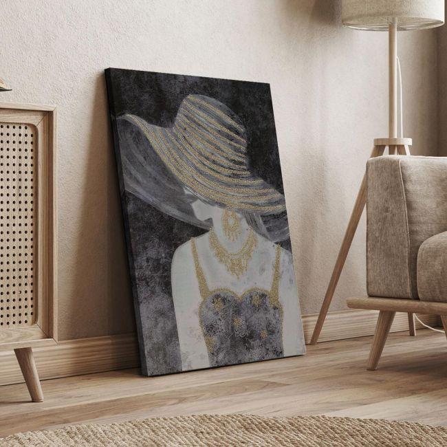 Canvas print, Portrait with gold texture details