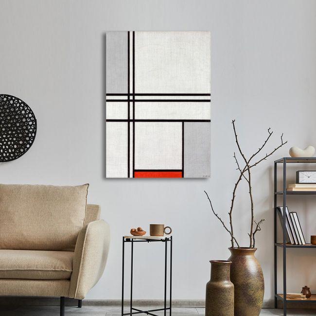 Canvas print Composition gray-red (No. 1) detail, Mondrian P