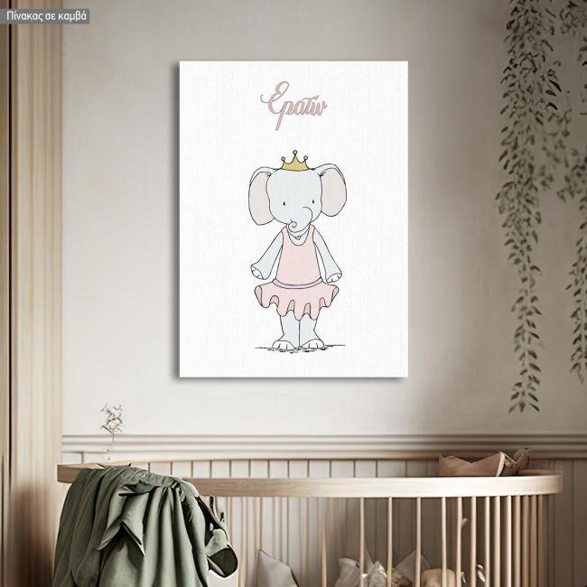 Canvas print Princess Ballerina Elephant