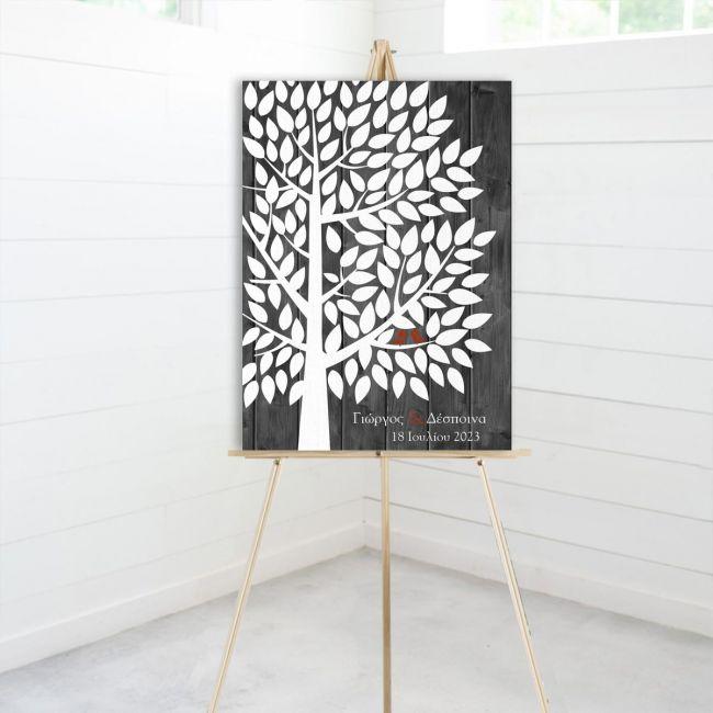 Canvas print Wish tree with tree, White leaves simple tree