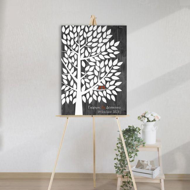 Canvas print Wish tree with tree, White leaves simple tree