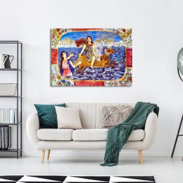 Theofilos' 'Phrixus and Helle' painting on canvas. From Greek painters. Folk art. 2