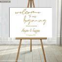 Πίνακας σε καμβά Welcome to our beginning, gold signature
