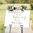 Canvas print Wedding decoration , Welcome to our beginning, gold signature