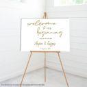 Canvas print Wedding decoration , Welcome to our beginning, gold signature