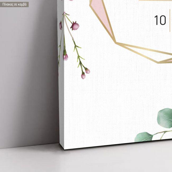 Πίνακας σε καμβά, Γεωμετρικά σχήματα και λουλούδια, καλωσόρισμα γάμου