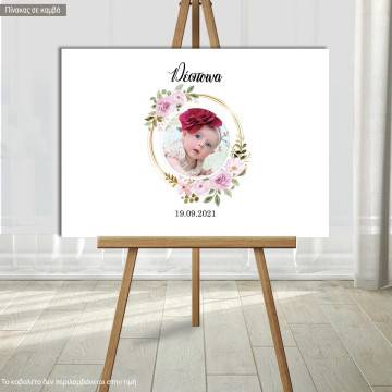 Canvas print Baptism Wishes board with photo for girls