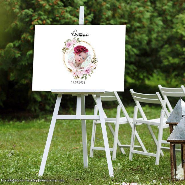 Canvas print Baptism Wishes board with photo for girls