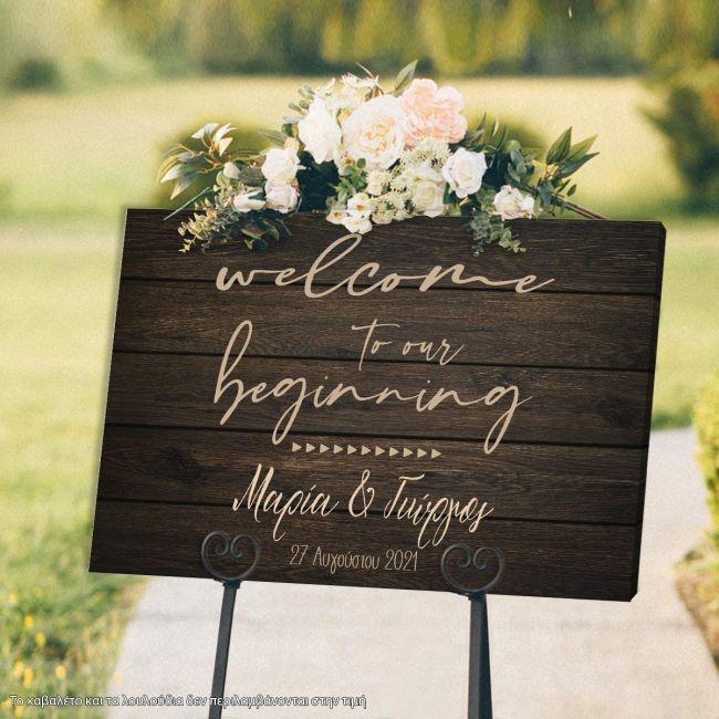 Canvas print Wedding decoration , welcome to our beginning signature
