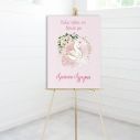 Canvas print welcome to my baptism , swan and flowers