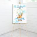 Canvas print welcome to my baptism , Air balloon & animals watercolor