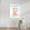 Canvas print welcome to my baptism , Air balloon & animals watercolor
