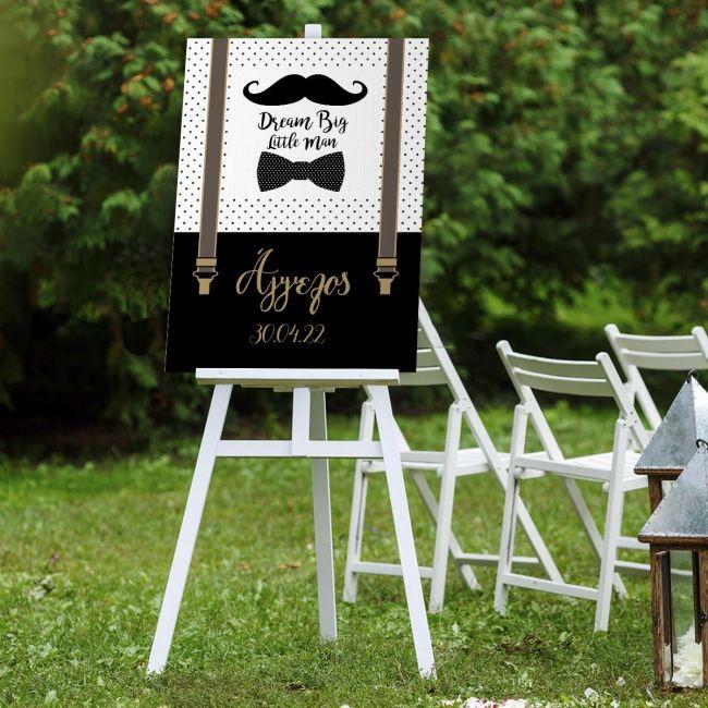Canvas print vertical Dream big little man , Moustache Papillon suspenders
