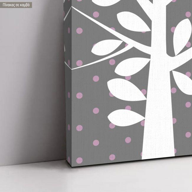 Βιβλίο ευχών βάπτισης, λευκό δέντρο, κάδρο, καμβας