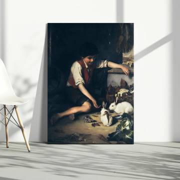 Πίνακας ζωγραφικής Το παιδί με τα κουνέλια Λεμπέσης Π