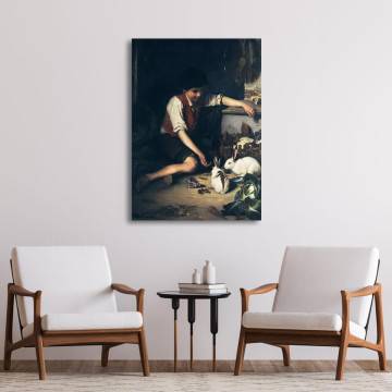 Canvas print The child with the rabbits Lembesis Framed canvas View 1 2