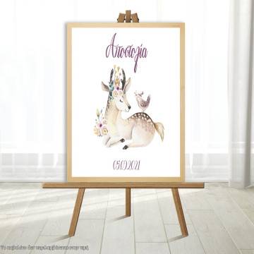 Canvas print baptism, Deer boho sitting