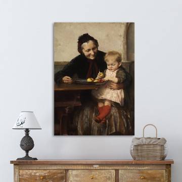 Πίνακας ζωγραφικής Η αγαπημένη της γιαγιάς, Ιακωβίδης Γ