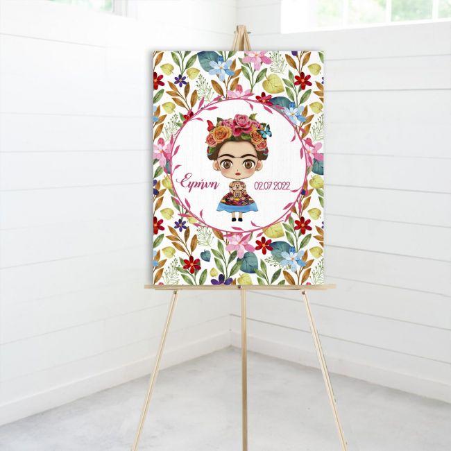 Canvas print welcome to my baptism , Cute floral Fridha II