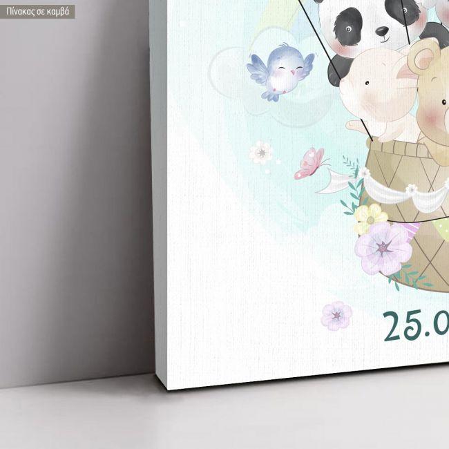Canvas print welcome to my baptism , hot air balloon animals