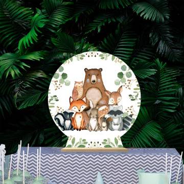 Wooden printed sign, All forest animals