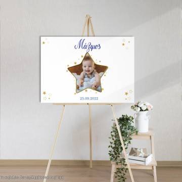 Canvas print Baptism decoration, Gold star and photo 2