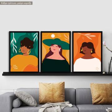 Trendy Fashion Portraits, three panels poster