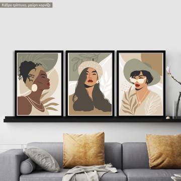 Trendy Fashion Portraits II, three panels poster