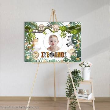 Canvas print Baptism decoration, Animal print personalized name and photo 2