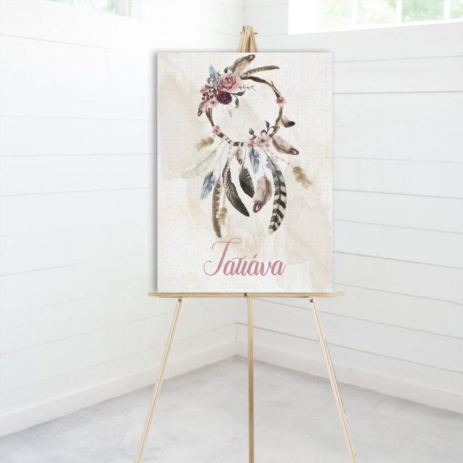 Πίνακας σε καμβά βάπτισης, Ονειροπαγίδα watercolor, προσωποποιημένη