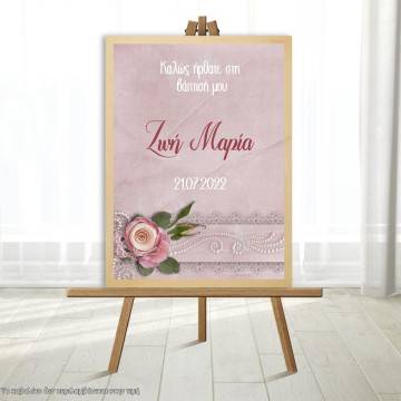 Canvas print welcome to my baptism,Roses and perls