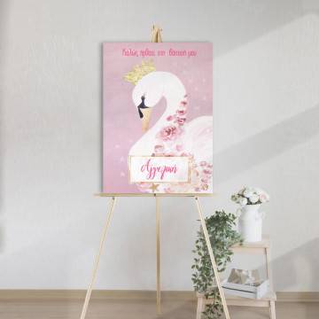 Canvas print welcome to my baptism , swan watercolor and flowers 2