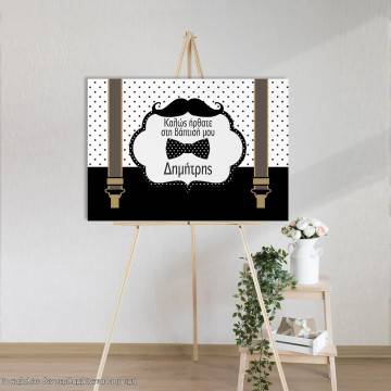 Canvas print Welcome to Baptism , Moustache Papillon suspenders 2