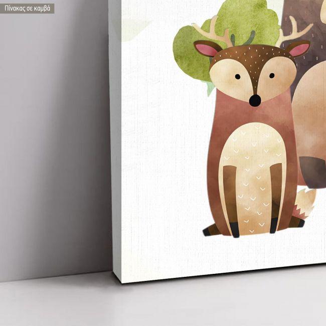 Canvas print baptism, Watercolor forest animals