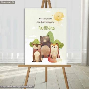 Canvas print baptism, Watercolor forest animals