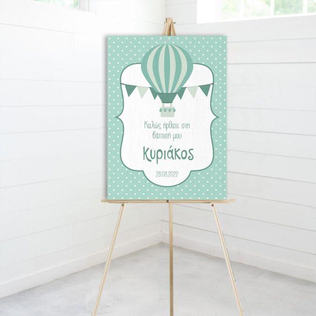 Canvas print Hot air Balloon, polka dots mint