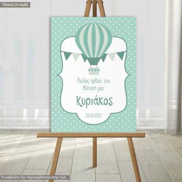 Canvas print Hot air Balloon, polka dots mint
