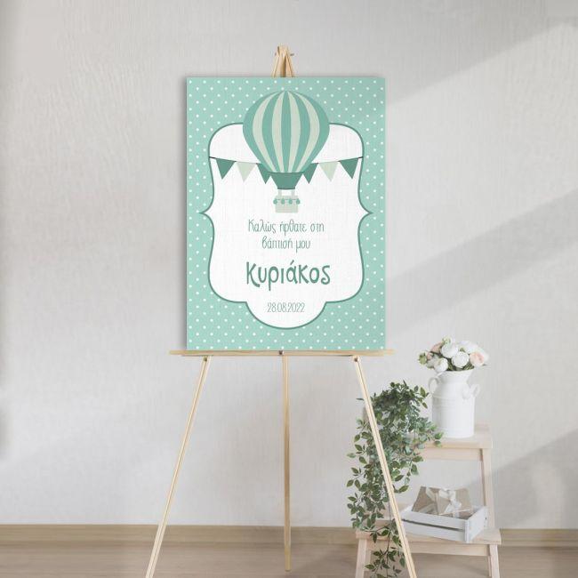 Canvas print Hot air Balloon, polka dots mint