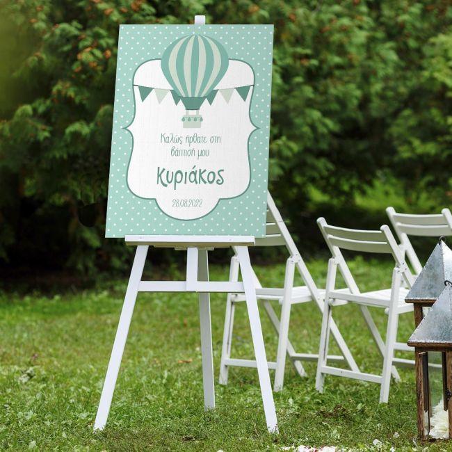 Canvas print Hot air Balloon, polka dots mint