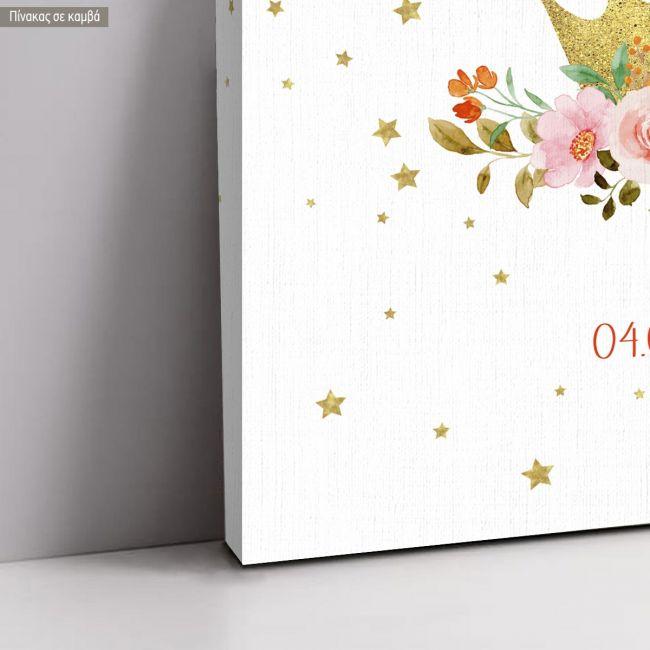 Canvas print Vaptism Golden Crown and roses