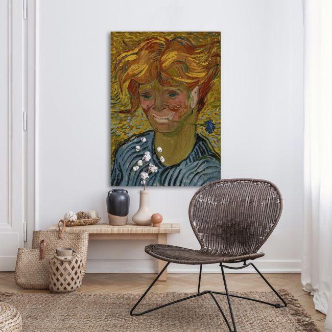 Canvas print Young man with cornflower, Vincent van Gogh