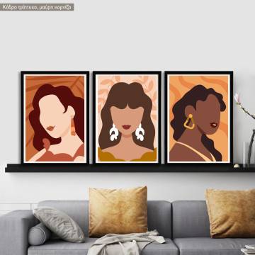 Trendy Fashion Portraits IV, three panels poster