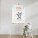 Canvas print welcome to my baptism,Elephantwith crown, watercolor