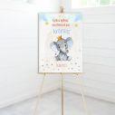 Canvas print welcome to my baptism,Elephantwith crown, watercolor