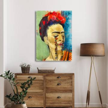 Canvas print Frida butterfly tears reart Framed canvas View 1 2